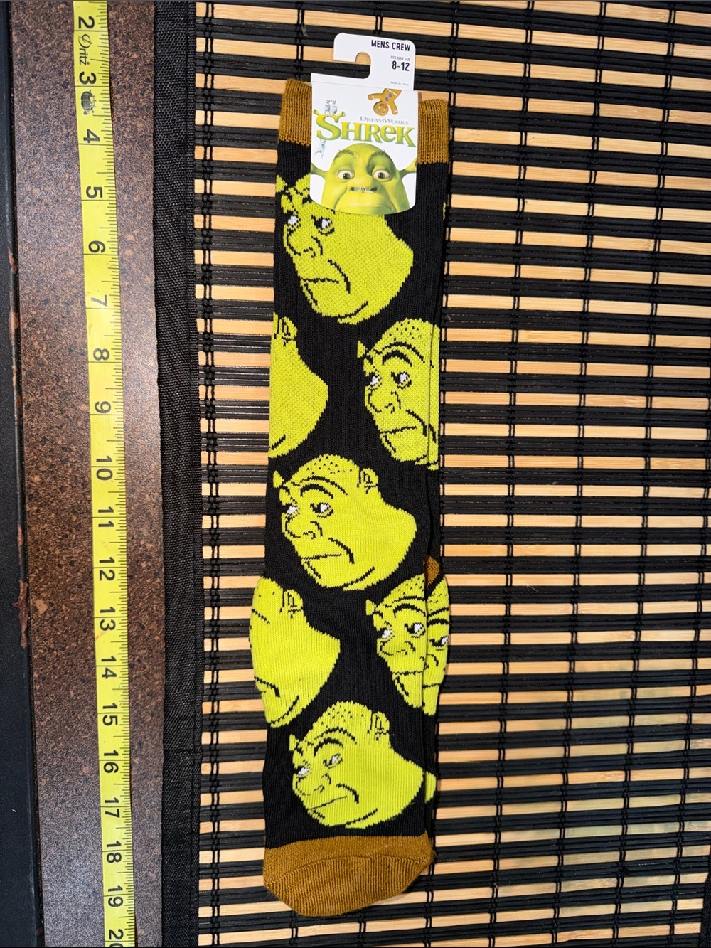 Shrek Men's Crew Socks - Black & Neon Green